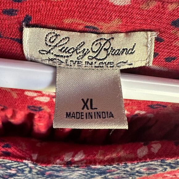 lucky brand red boho print shirt - Picture 3 of 3